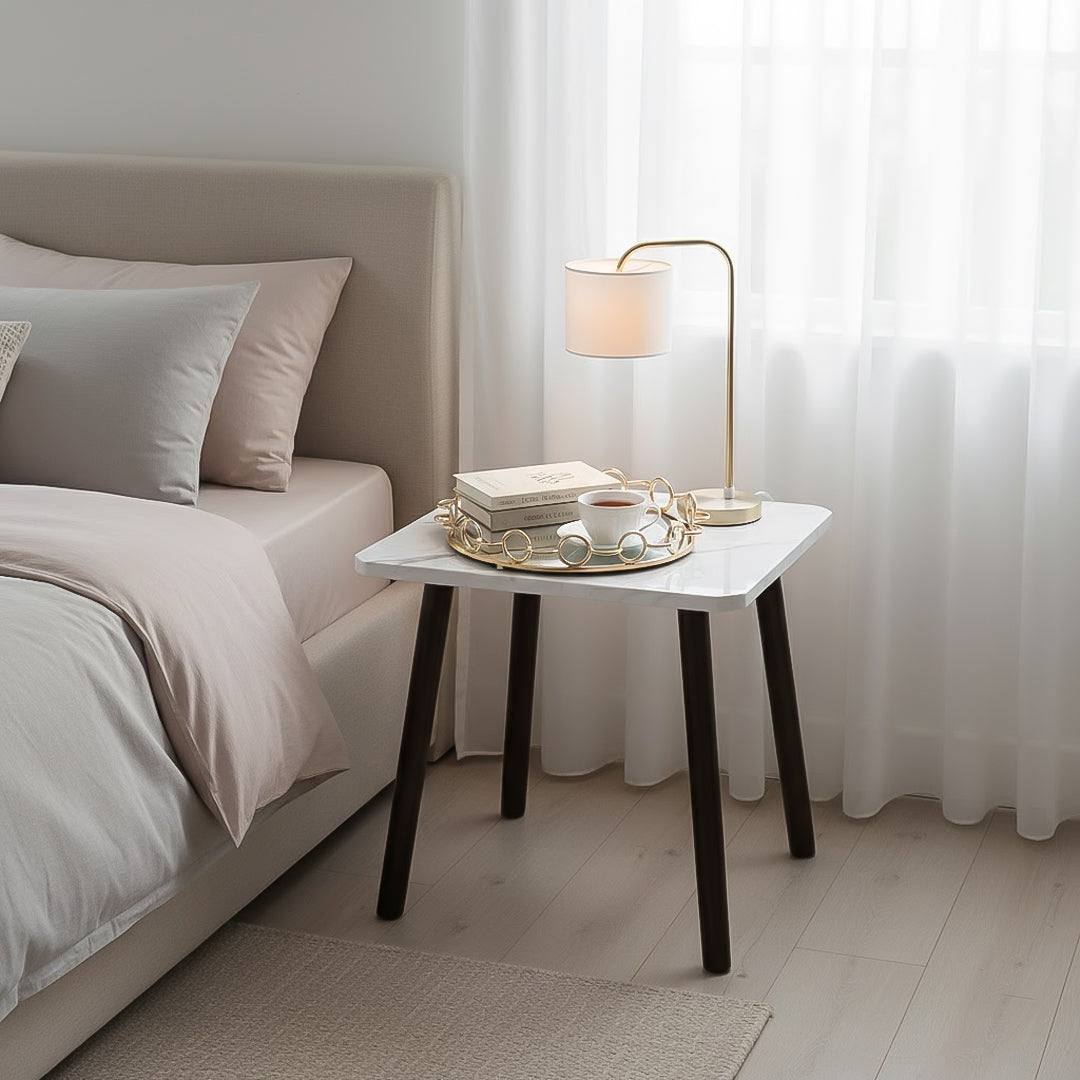 SOGA Home & Living Bundle – White Ceramic Table & Bronze Round Mirror Tray Organizer