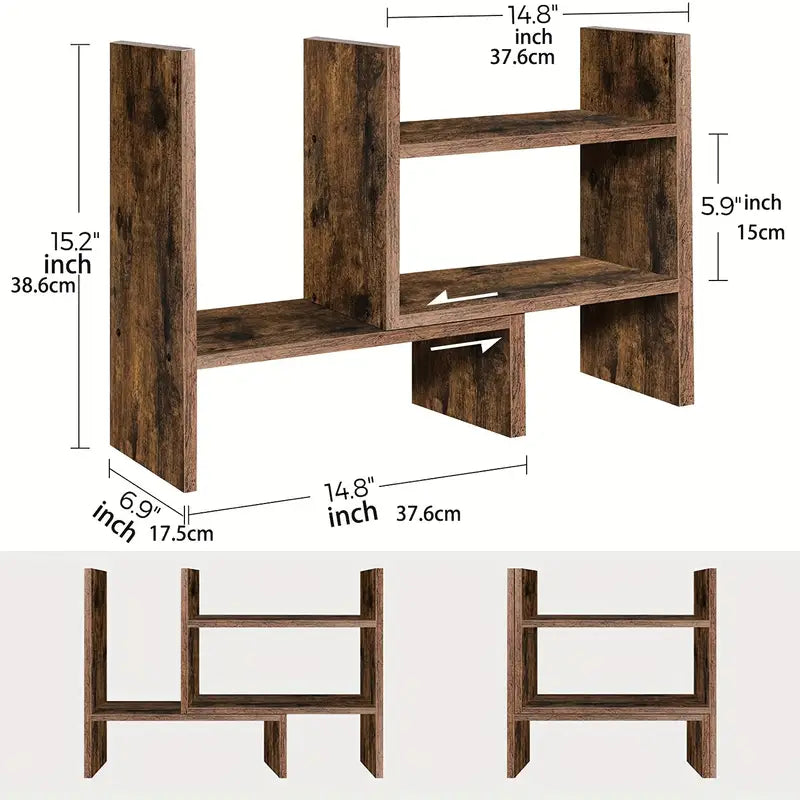 Eco-Friendly Wooden Desktop Organizer and Display Shelf