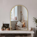 Gold Arched Wall Mirror 24x36 For Bathroom Vanity Decor