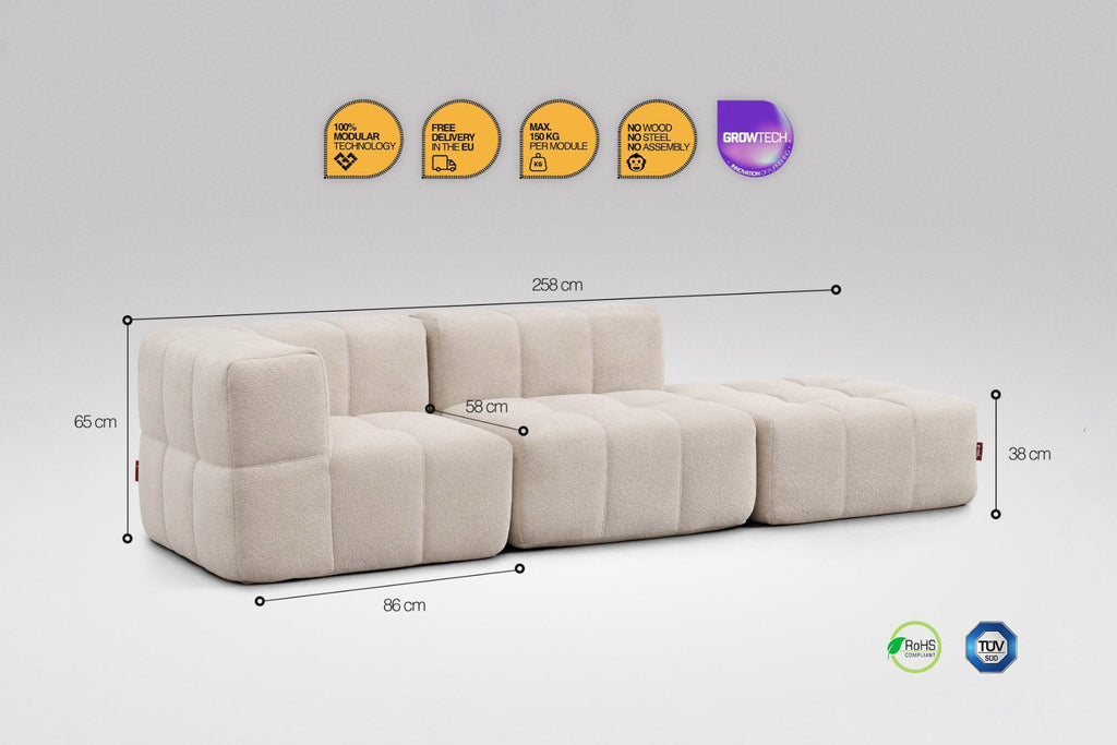3-Piece Modular Sofa – Beige