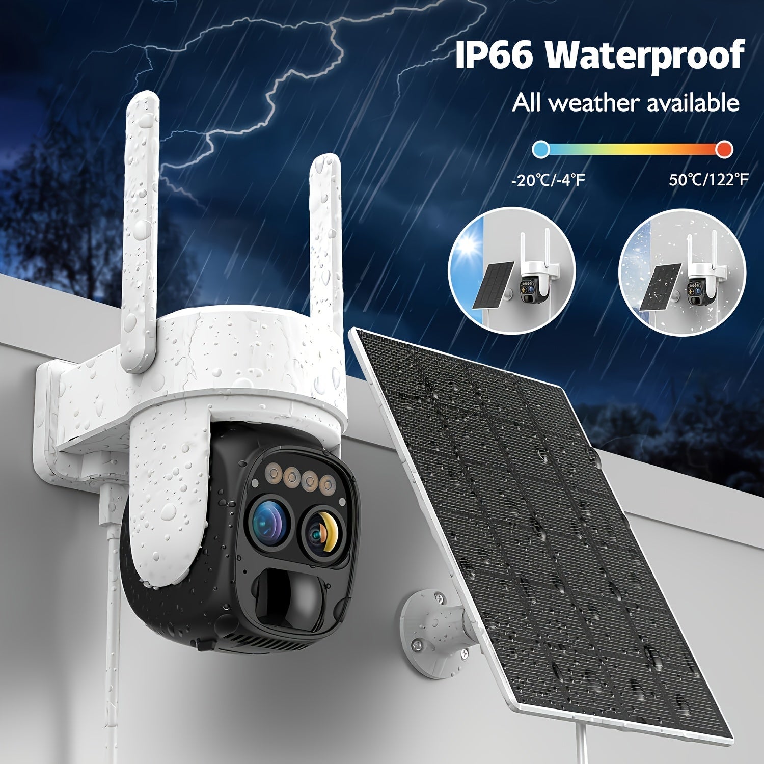 Solar Wireless Security Camera Outdoor 360° HD Zoom-1