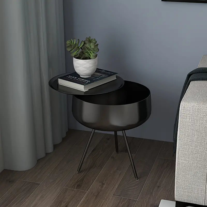 Side Table with Storage - Black
