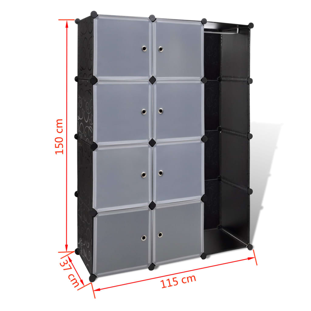 vidaXL Modular Cabinet with 9 Compartments 14.6"x45.3"x59.1" Black and White