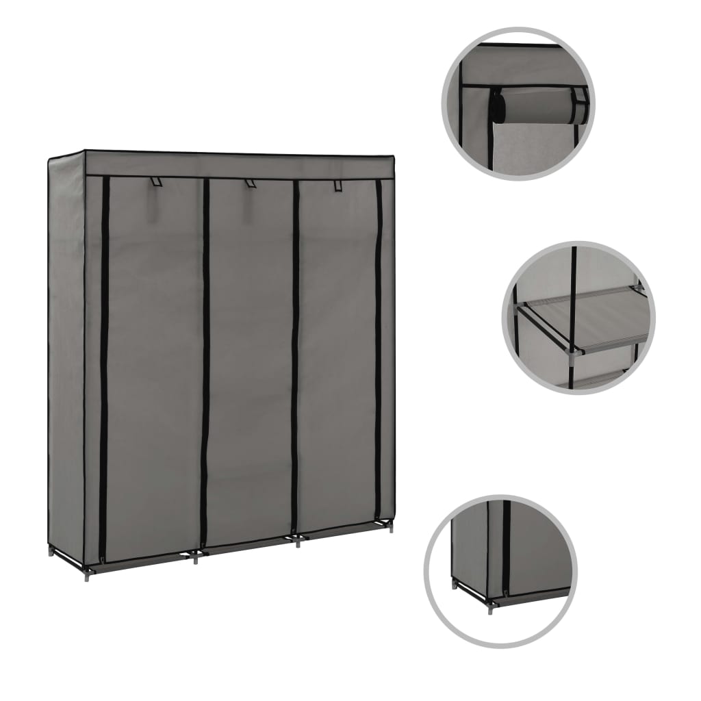 vidaXL Clothing Rack Storage Wardrobe Closet with Compartments and Rods Fabric