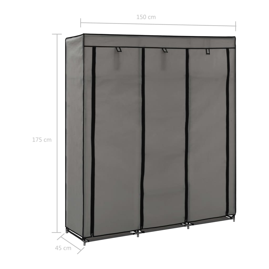 vidaXL Clothing Rack Storage Wardrobe Closet with Compartments and Rods Fabric