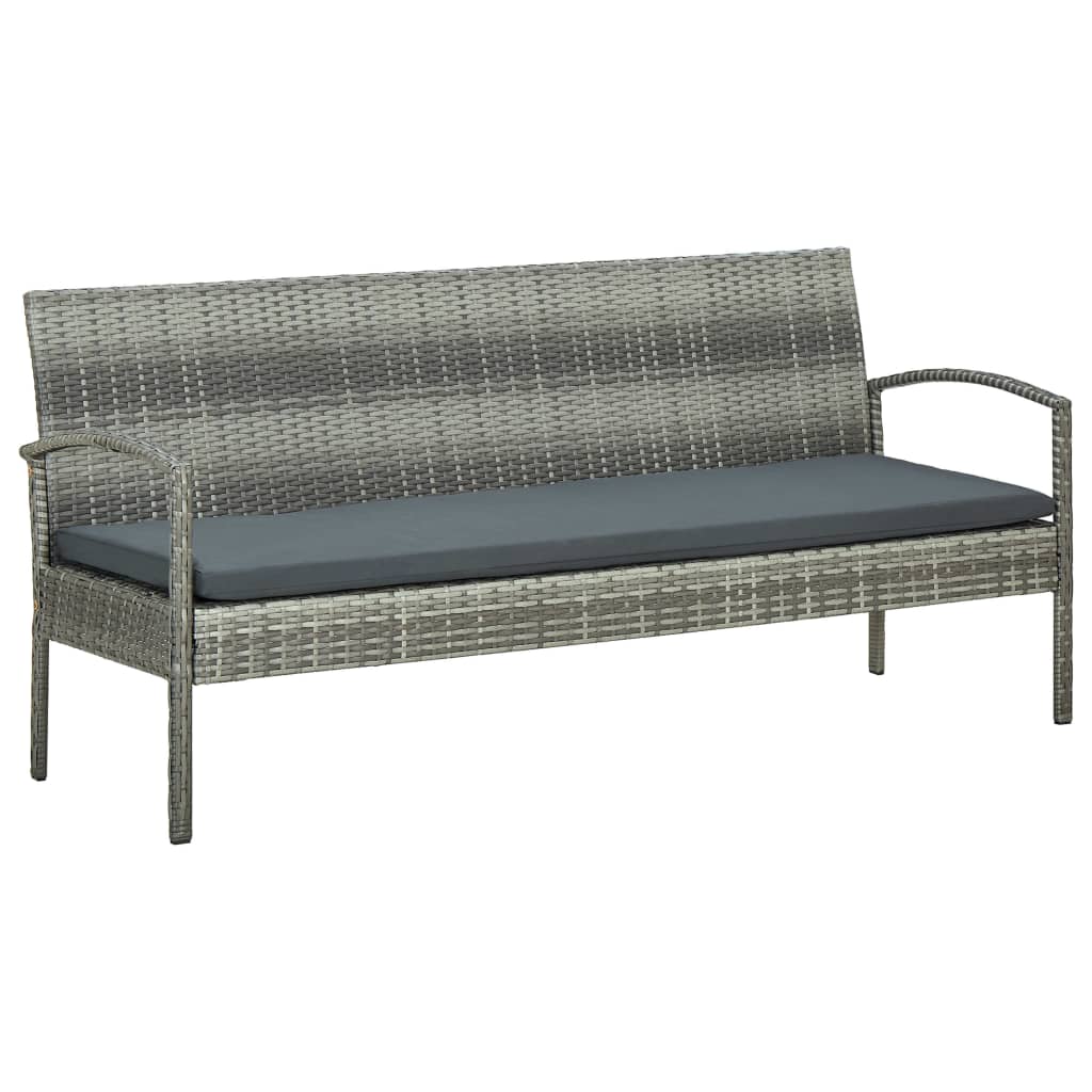 vidaXL 3 Seater Sofa Patio Deck Outdoor Wicker Couch with Cushions PE Rattan