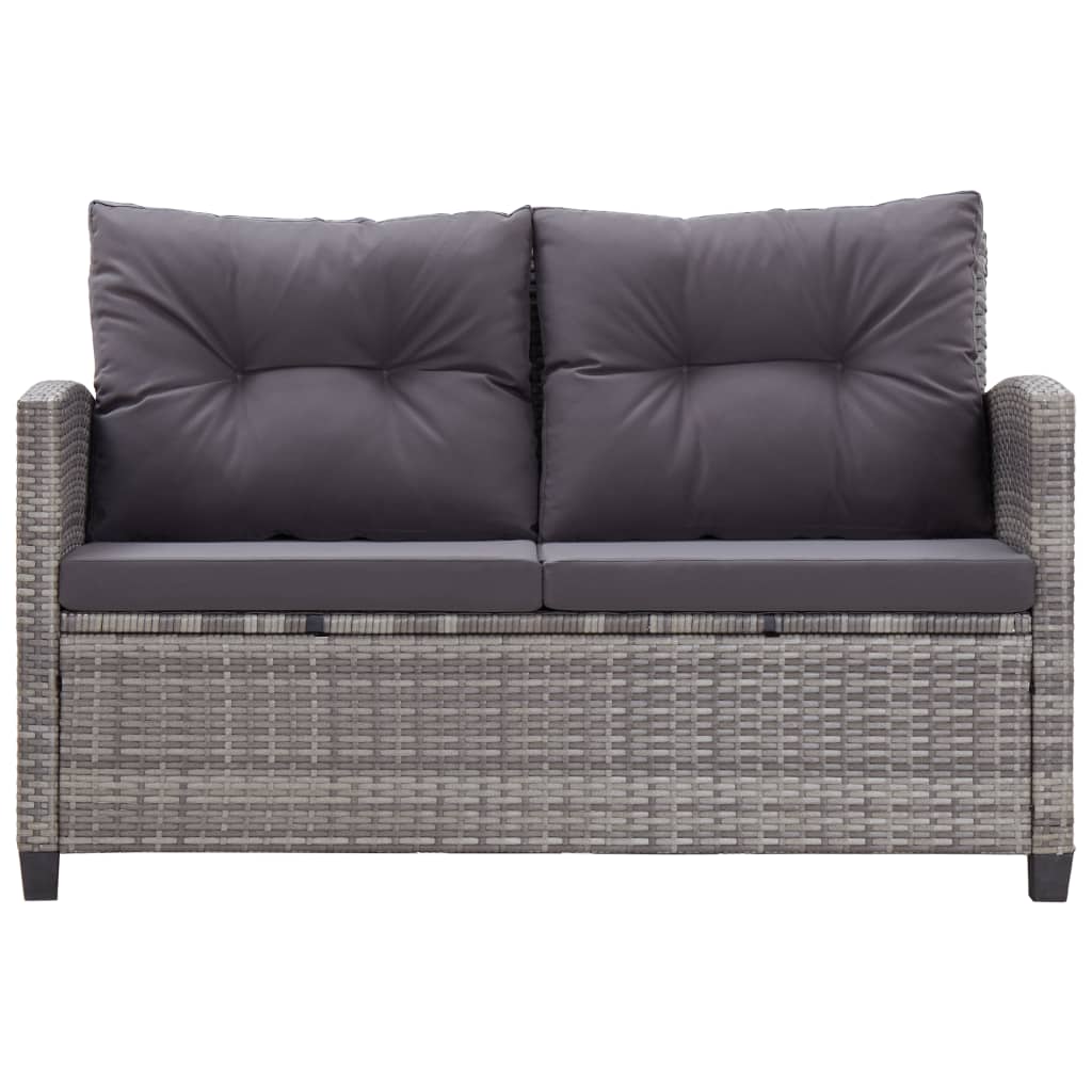 NNEVL 2-Seater Garden Sofa with Cushions Grey 124 cm Poly Rattan