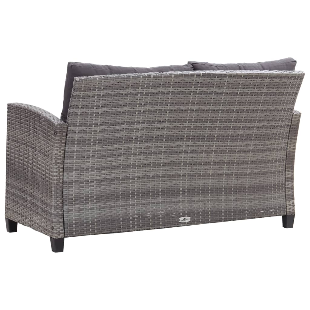 NNEVL 2-Seater Garden Sofa with Cushions Grey 124 cm Poly Rattan