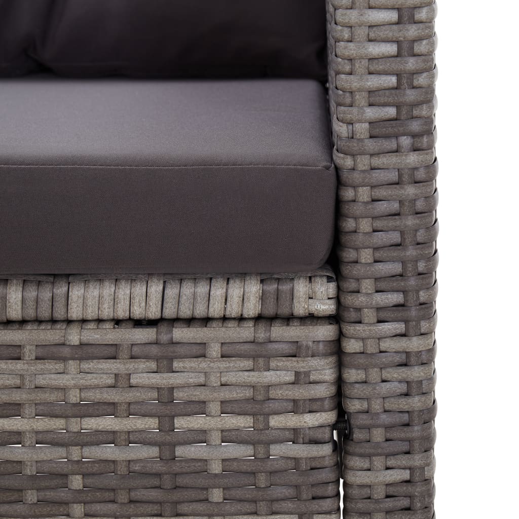 NNEVL 2-Seater Garden Sofa with Cushions Grey 124 cm Poly Rattan