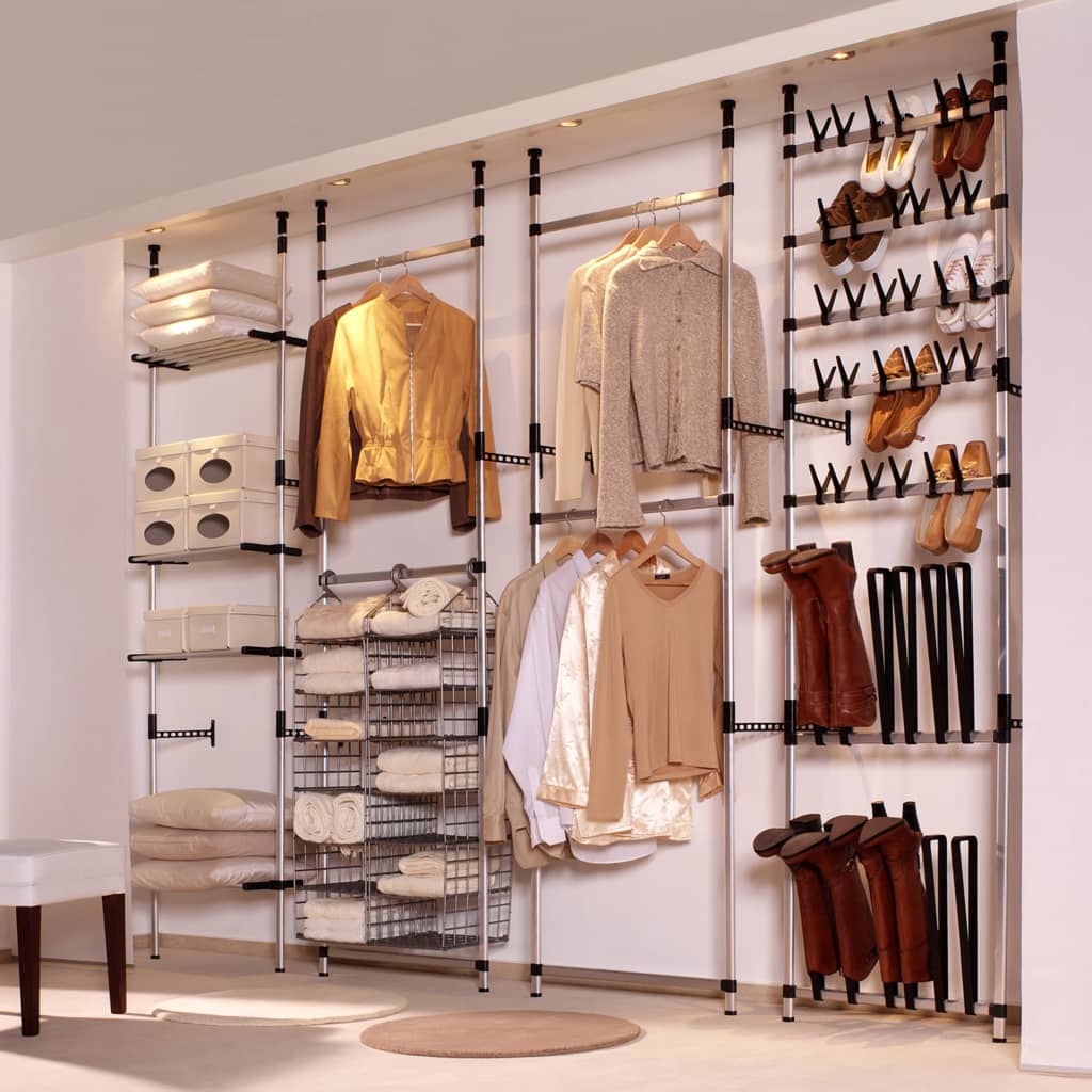 vidaXL Telescopic Wardrobe System with Rods Aluminum