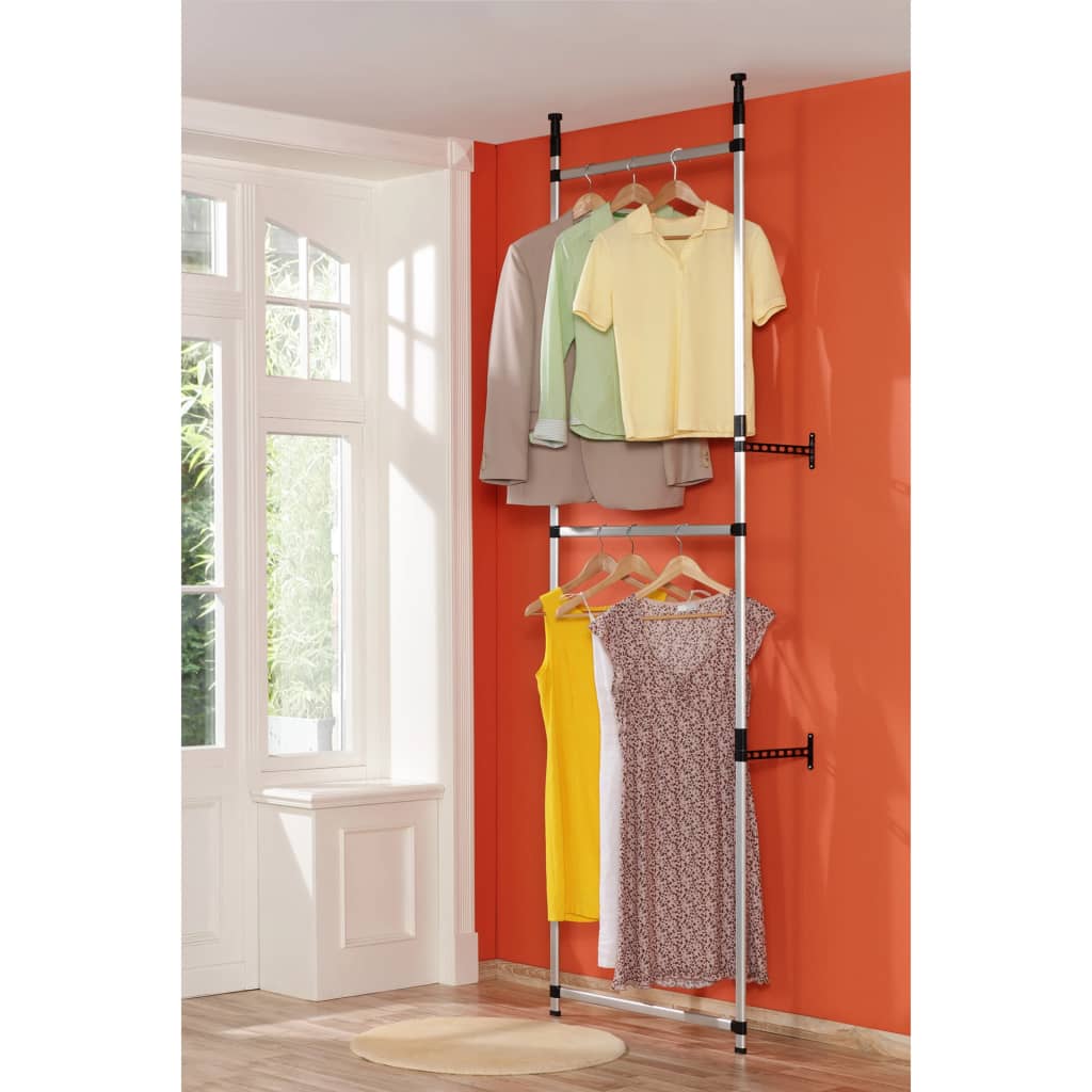 vidaXL Telescopic Wardrobe System with Rods Aluminum