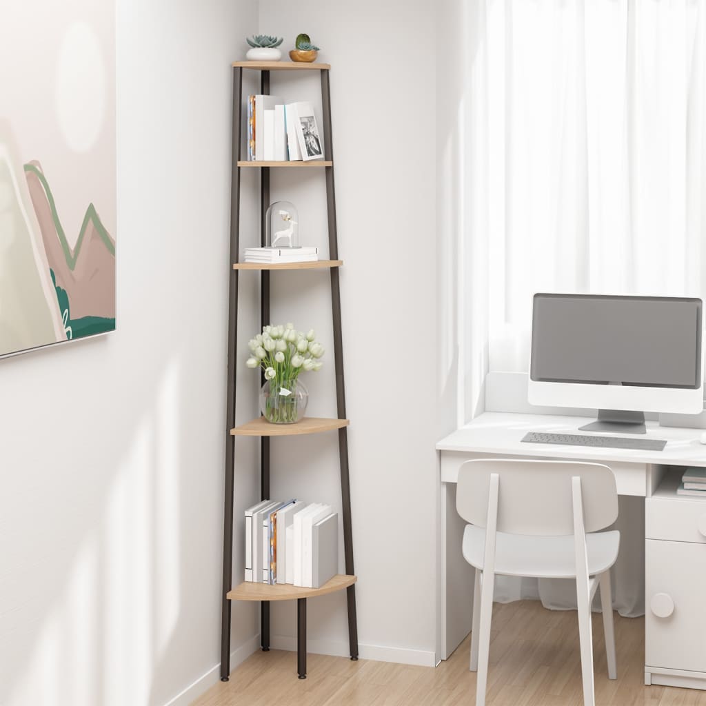 vidaXL 5-Tier Corner Shelf Storage Display Bookshelf for Home Living Room