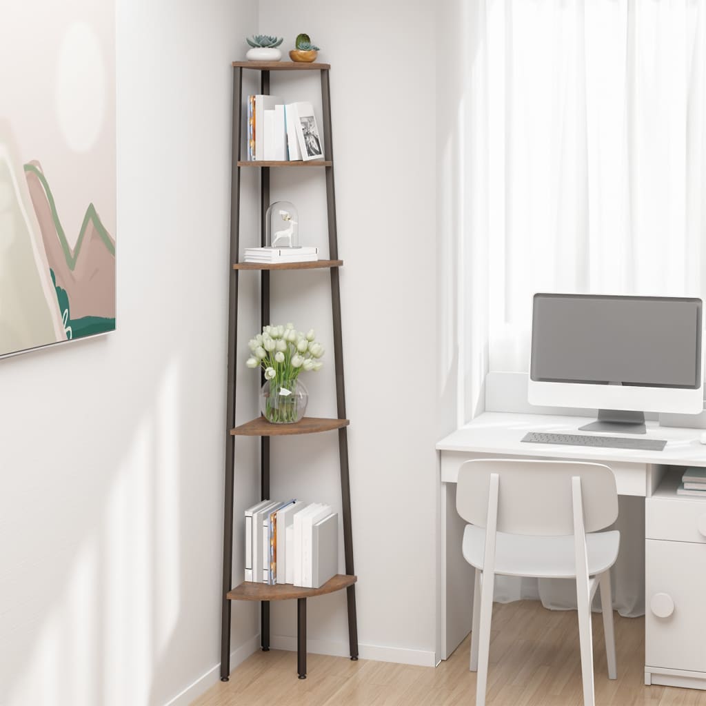 vidaXL 5-Tier Corner Shelf Storage Display Bookshelf for Home Living Room