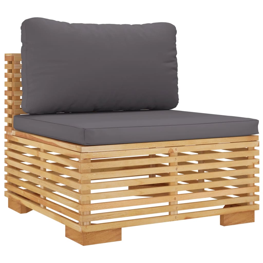NNEVL Garden Middle Sofa with Dark Grey Cushions Solid Wood Teak-1