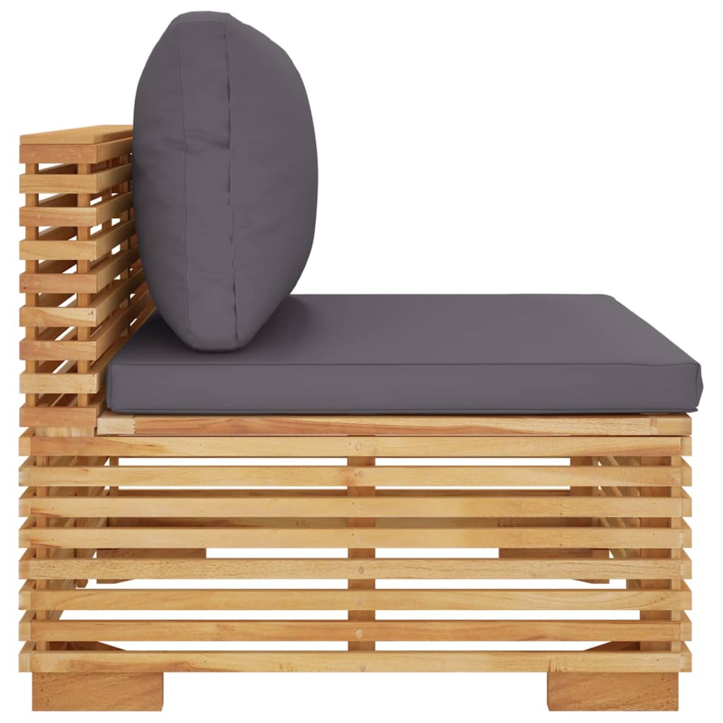 NNEVL Garden Middle Sofa with Dark Grey Cushions Solid Wood Teak-3