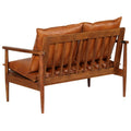NNEVL 3 Piece Sofa Set Real Leather with Solid Wood Acacia Brown