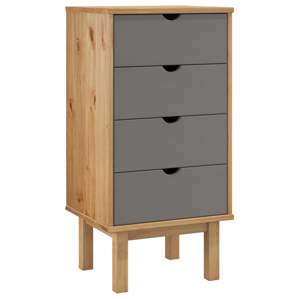 NNEVL Drawer Cabinet OTTA Brown&Grey 45x39x90cm Solid Wood Pine