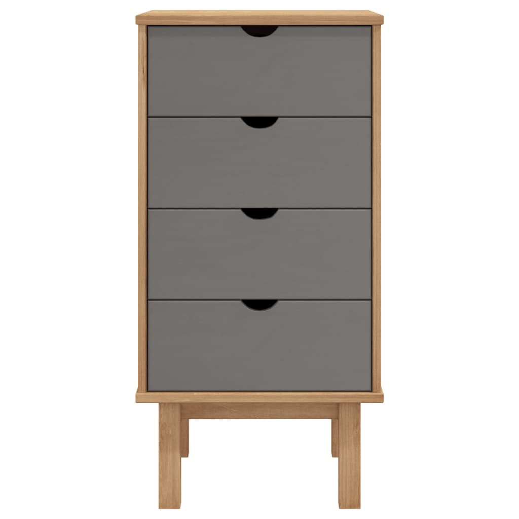 NNEVL Drawer Cabinet OTTA Brown&Grey 45x39x90cm Solid Wood Pine