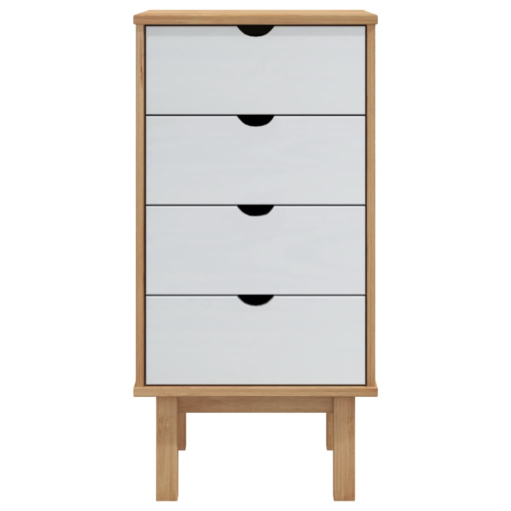 NNEVL Drawer Cabinet OTTA Brown&White 45x39x90cm Solid Wood Pine