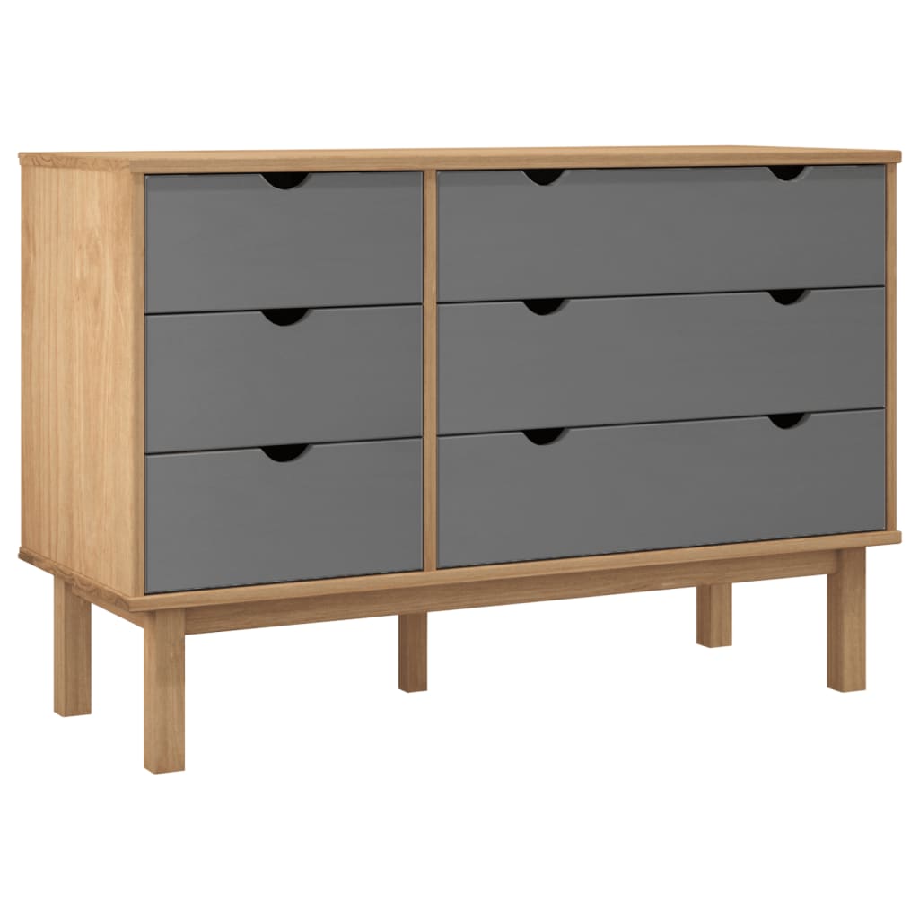NNEVL Drawer Cabinet OTTA Brown&Grey 111x43x73.5 cm Solid Wood Pine