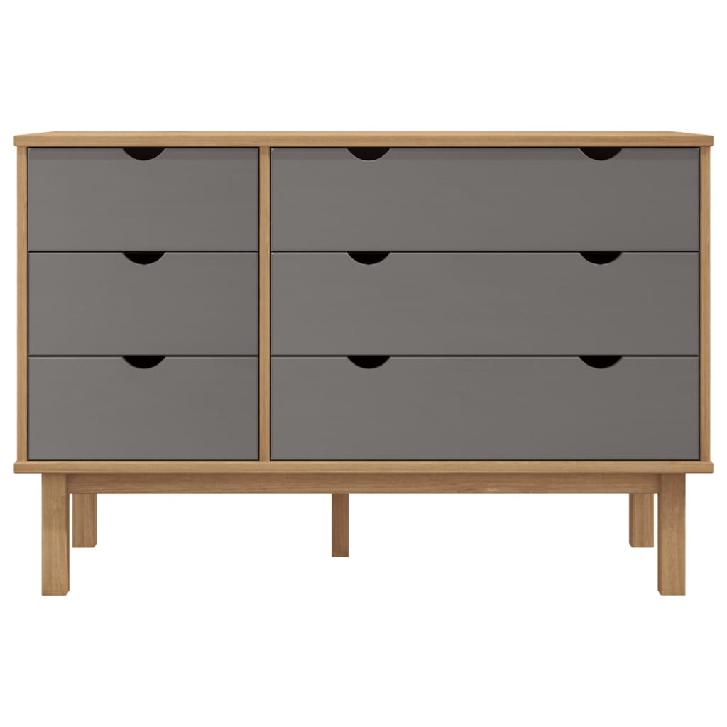 NNEVL Drawer Cabinet OTTA Brown&Grey 111x43x73.5 cm Solid Wood Pine