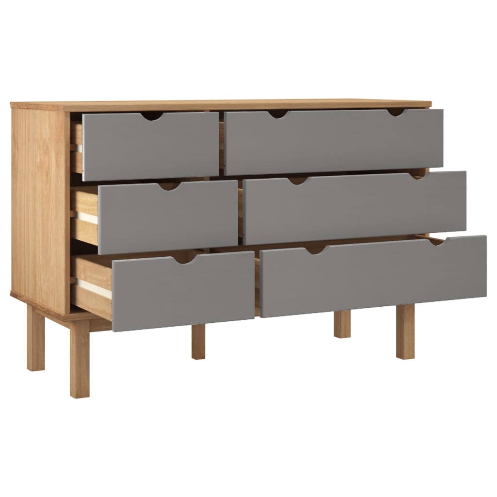 NNEVL Drawer Cabinet OTTA Brown&Grey 111x43x73.5 cm Solid Wood Pine