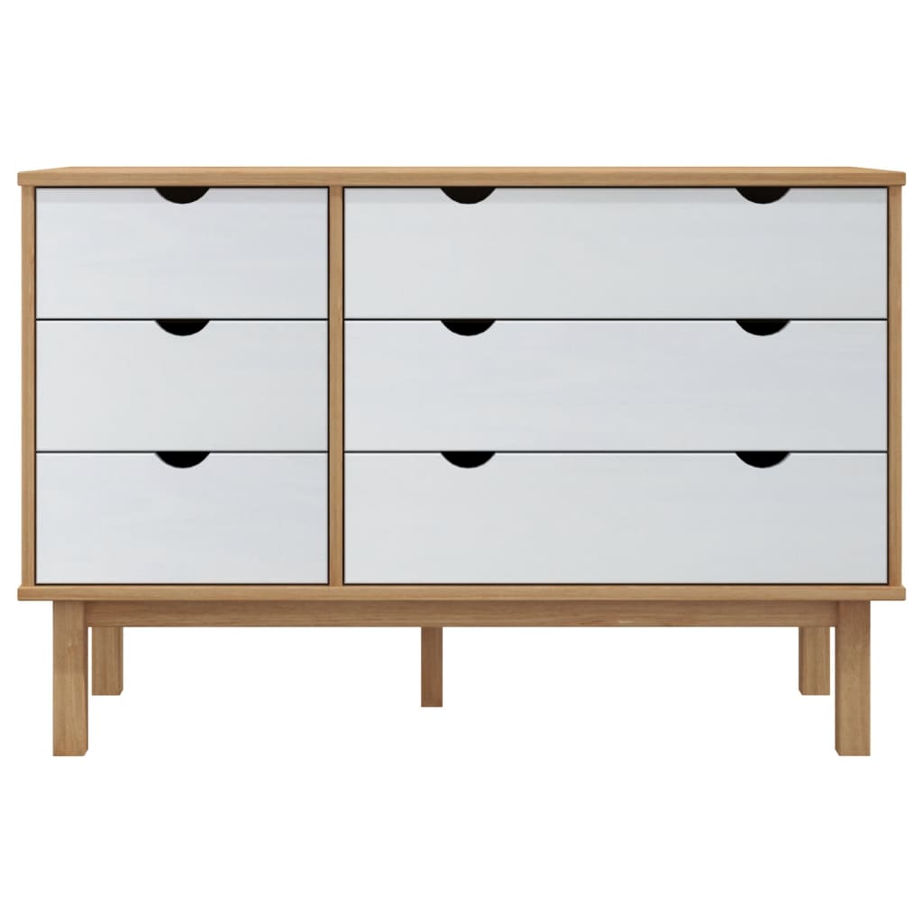 NNEVL Drawer Cabinet OTTA Brown&White 111x43x73.5 cm Solid Wood Pine