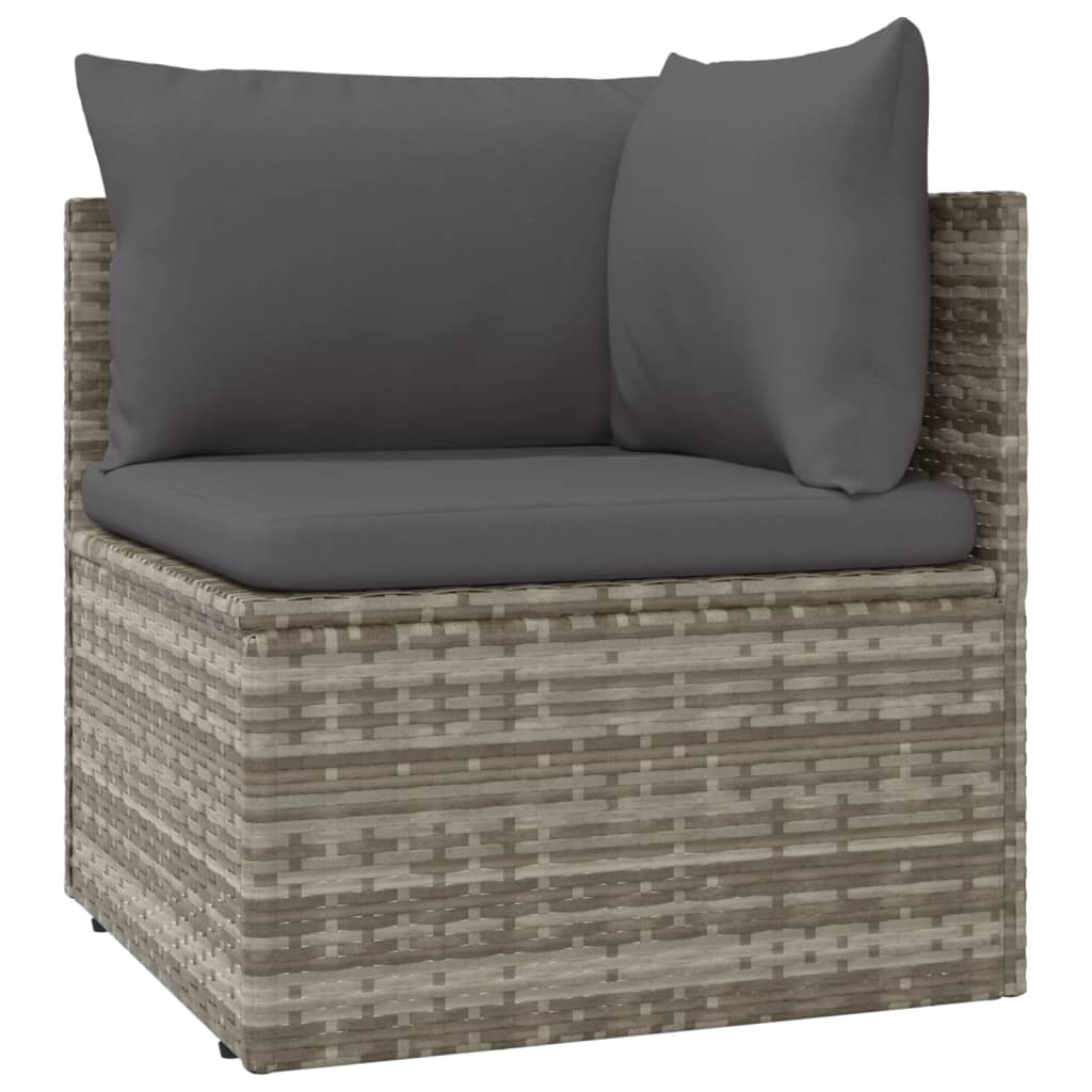 NNEVL Garden Corner Sofa with Cushion Grey 57x57x56 cm Poly Rattan