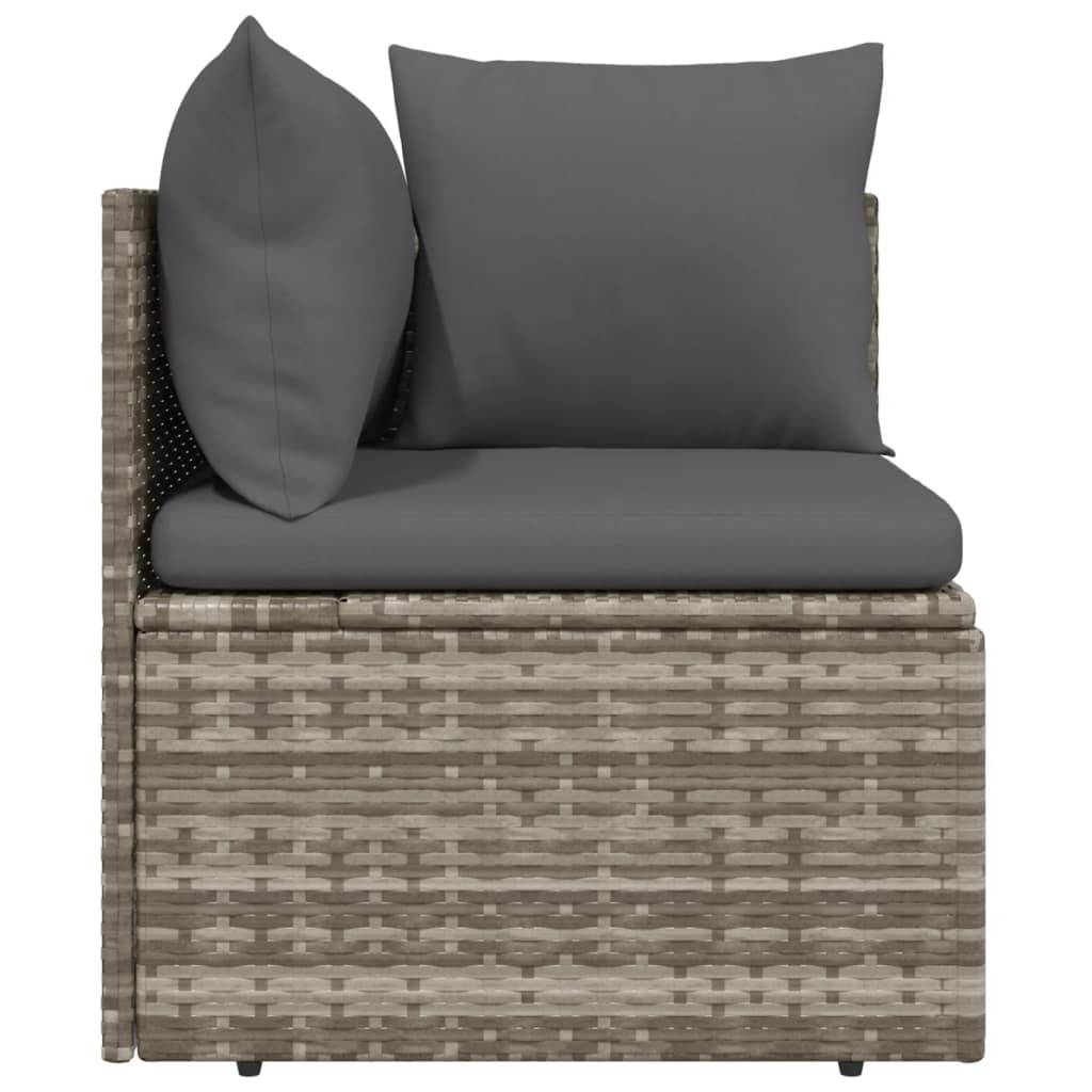 NNEVL Garden Corner Sofa with Cushion Grey 57x57x56 cm Poly Rattan