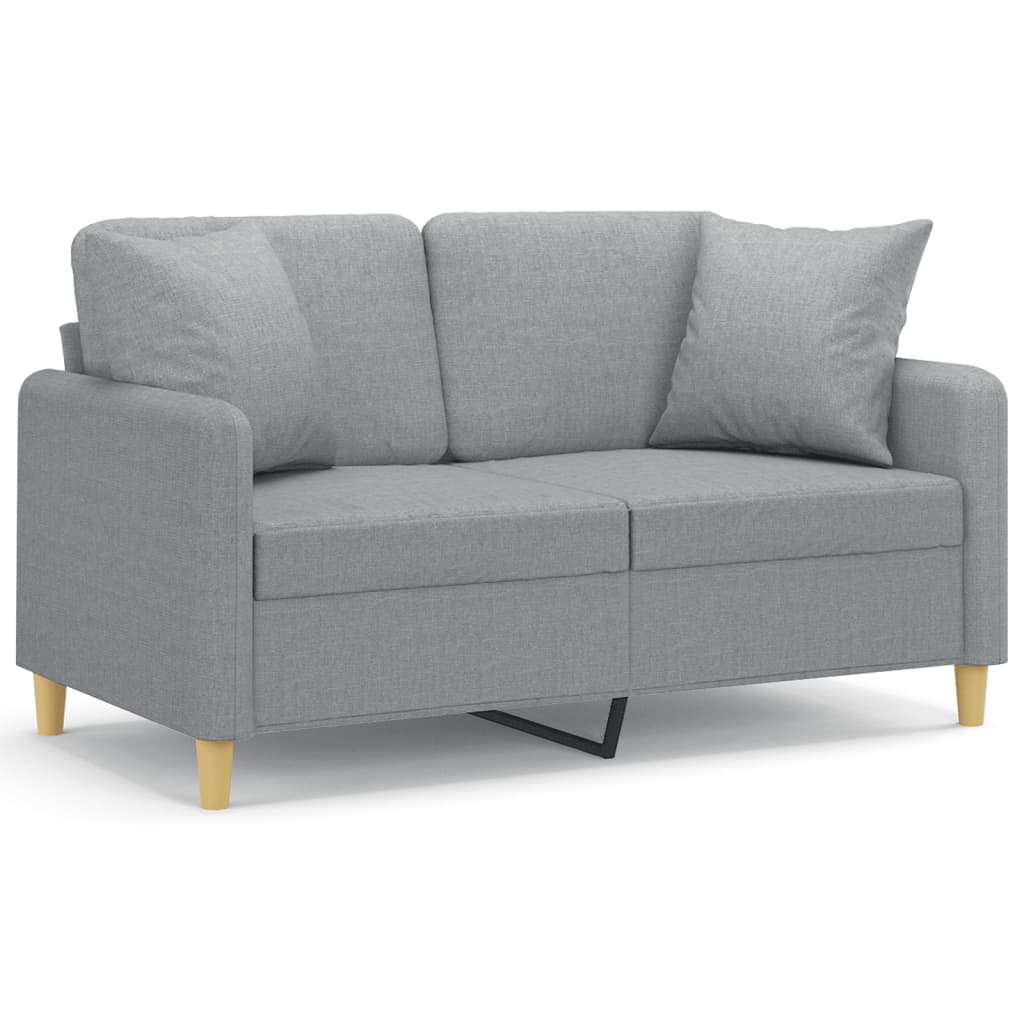 NNEVL 2-Seater Sofa with Throw Pillows Light Grey 120 cm Fabric