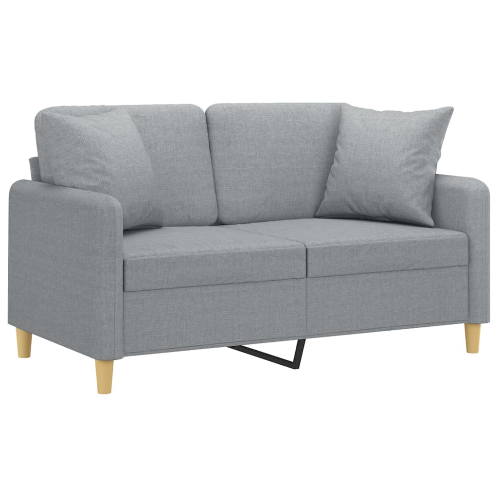 NNEVL 2-Seater Sofa with Throw Pillows Light Grey 120 cm Fabric