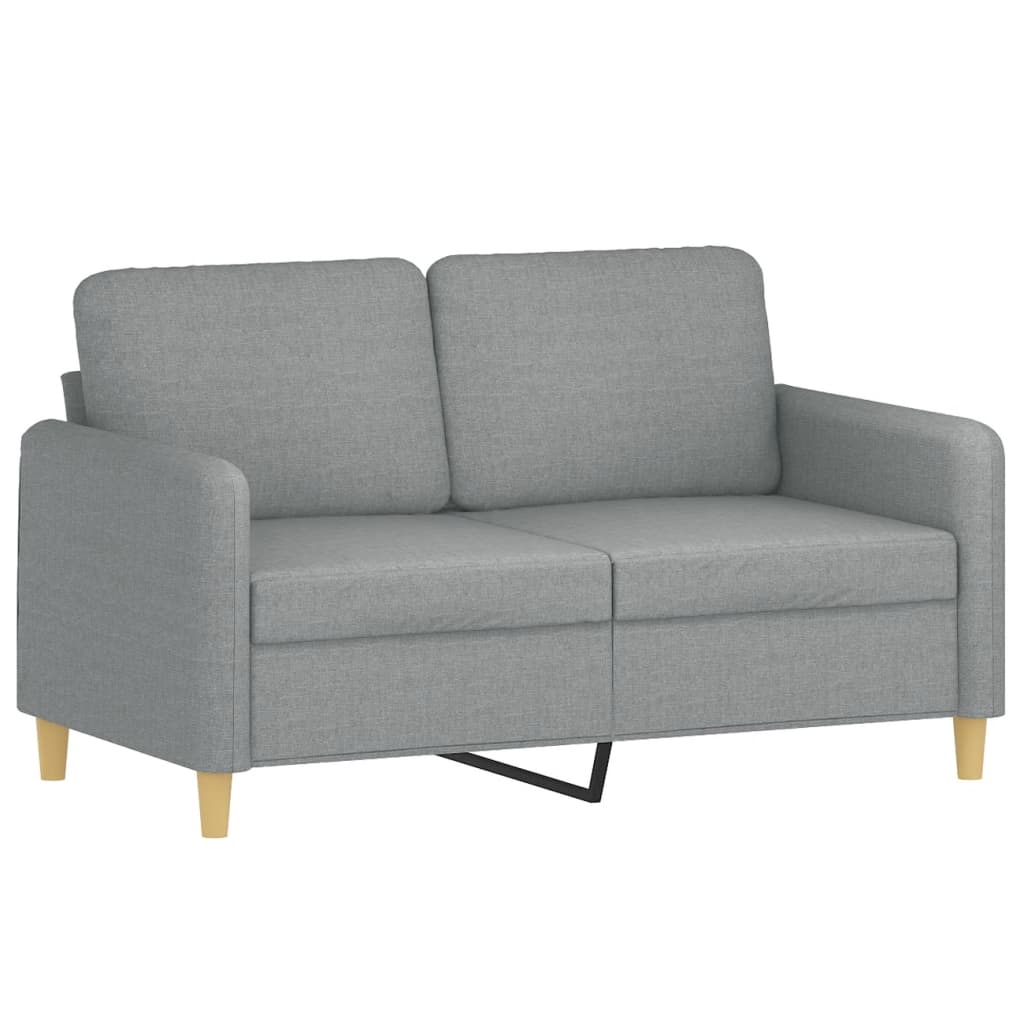 NNEVL 2-Seater Sofa with Throw Pillows Light Grey 120 cm Fabric