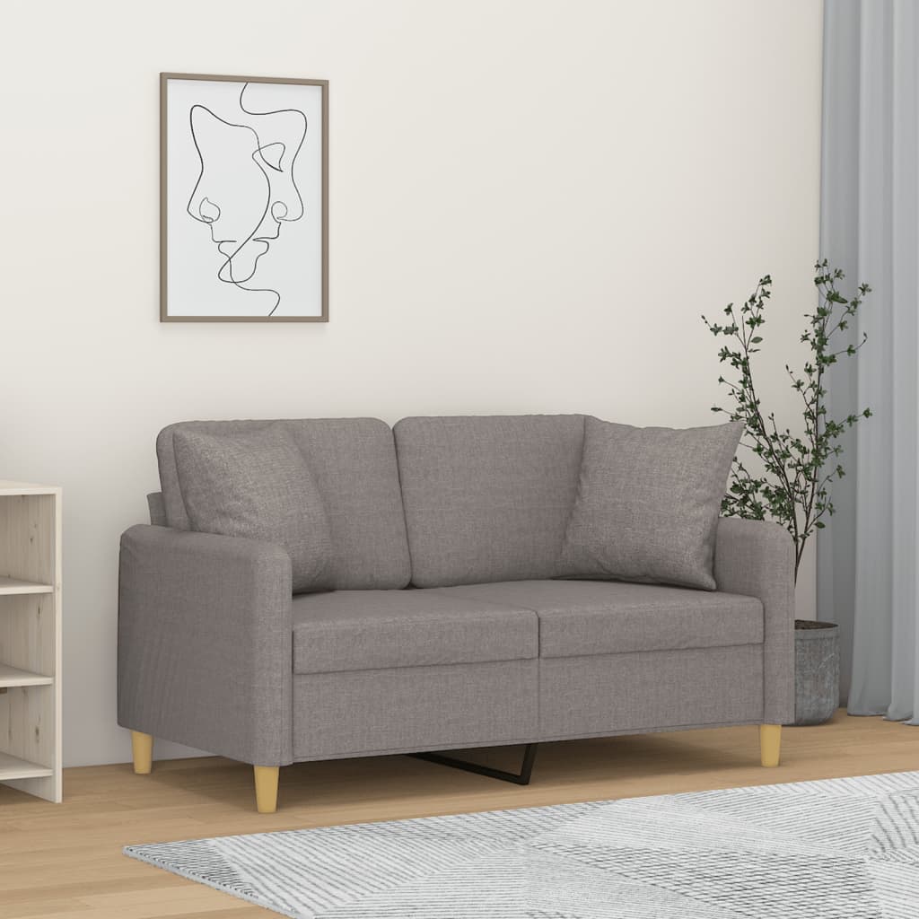 NNEVL 2-Seater Sofa with Throw Pillows Light Grey 120 cm Fabric