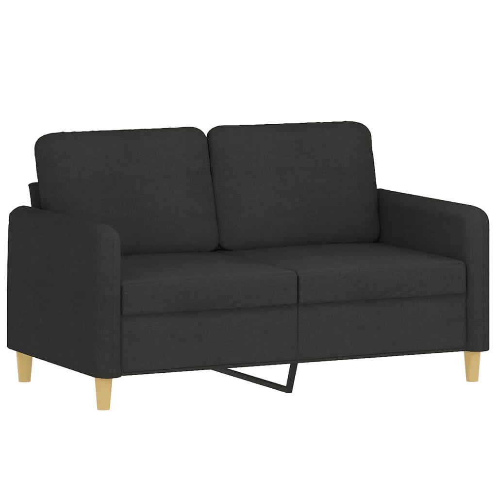 NNEVL 2-Seater Sofa with Throw Pillows Black 120 cm Fabric