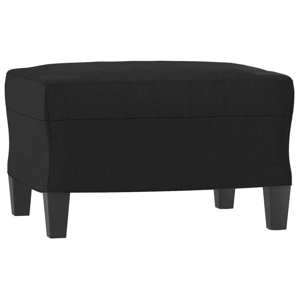 NNEVL 3-Seater Sofa with Footstool Black 180 cm Faux Leather