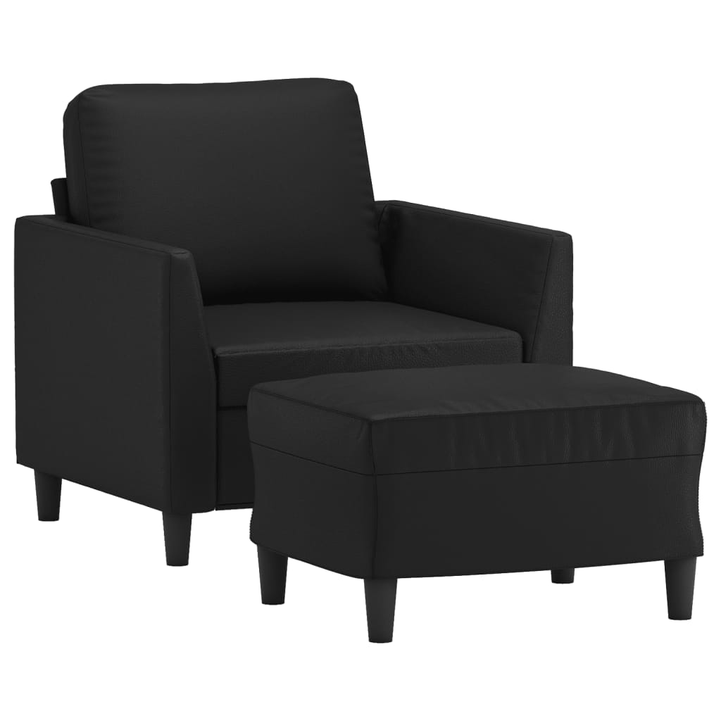 vidaXL Sofa Chair Accent Single Sofa Armchair with Footstool Faux Leather