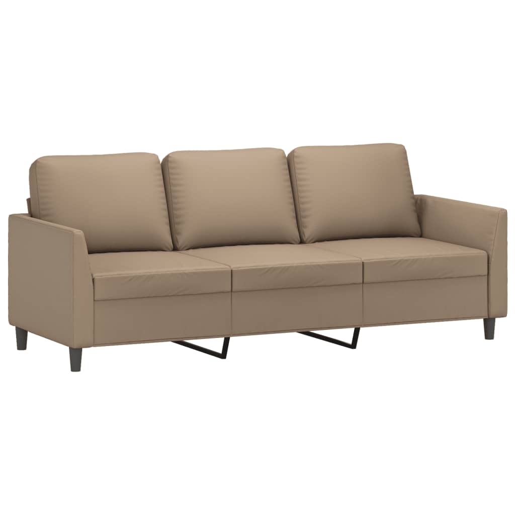 NNEVL 3-Seater Sofa with Footstool Cappuccino 180 cm Faux Leather