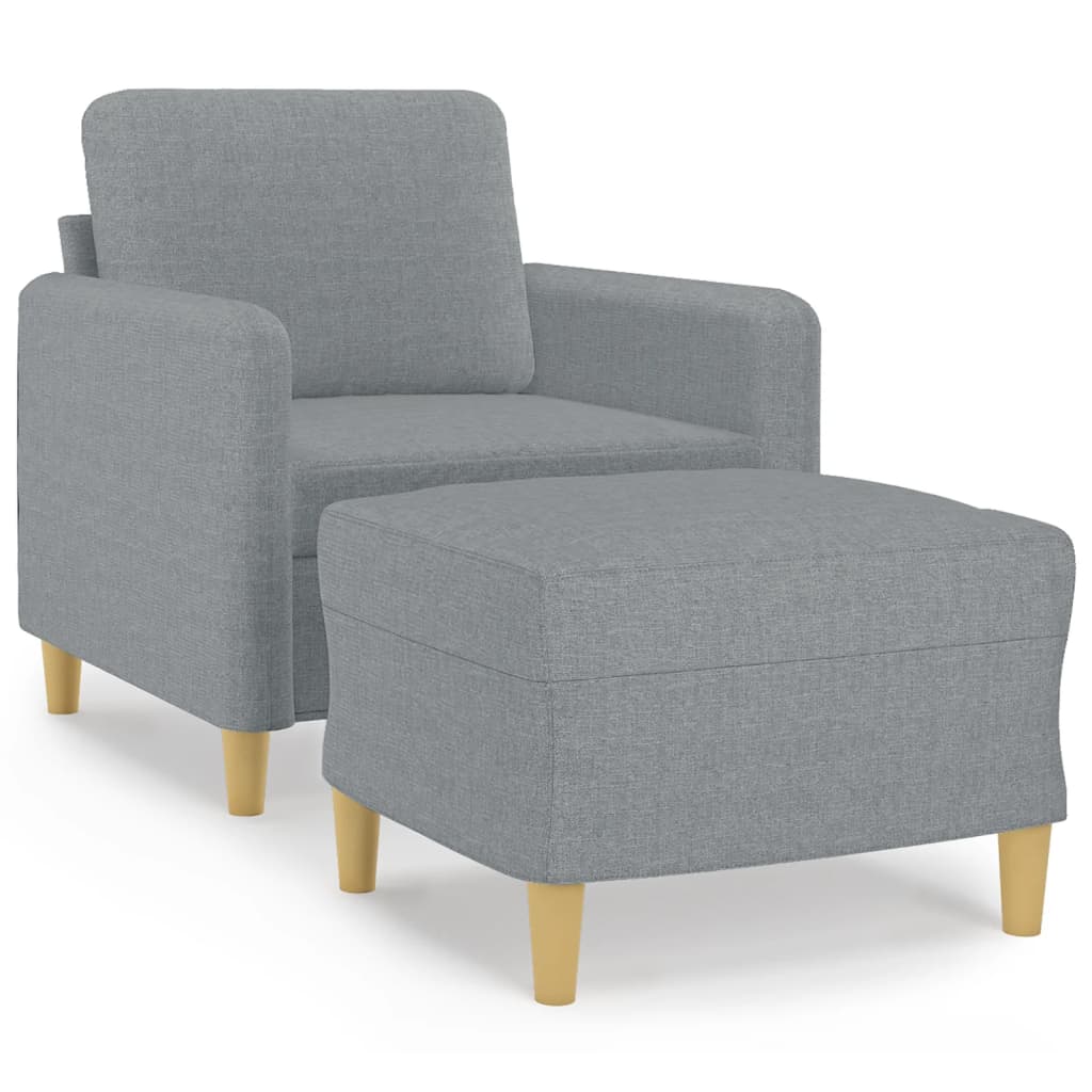 NNEVL Sofa Chair with Footstool Light Grey 60 cm Fabric