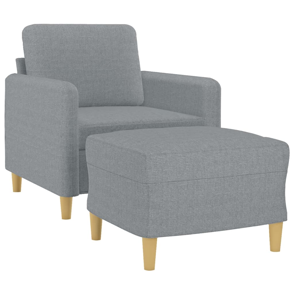 NNEVL Sofa Chair with Footstool Light Grey 60 cm Fabric