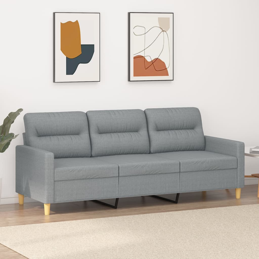 NNEVL 3-Seater Sofa Light Grey 180 cm Fabric