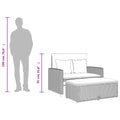 vidaXL Patio Sofa with Cushions 2-Seater Gray Poly Rattan&Acacia Wood