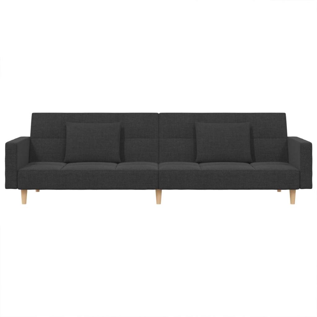 vidaXL 2-Seater Sofa Bed with Two Pillows Dark Gray Fabric