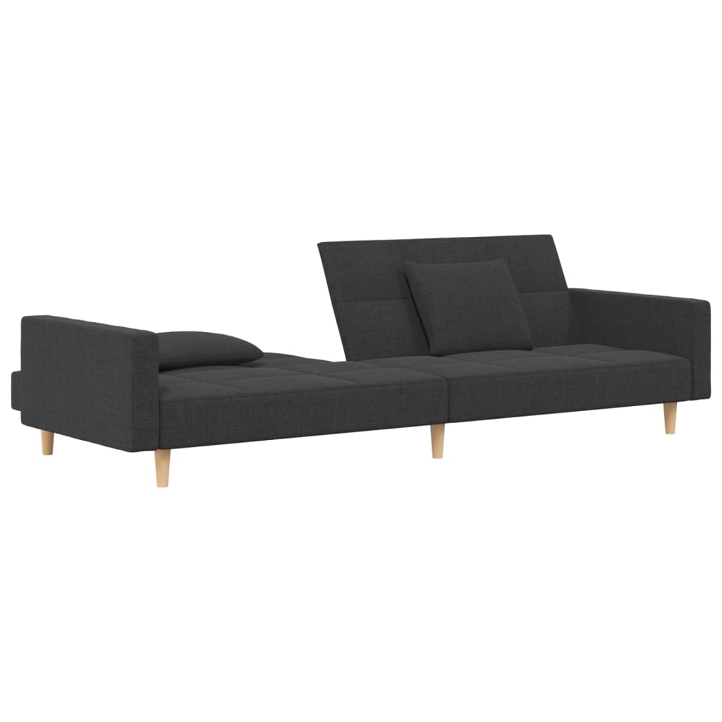 vidaXL 2-Seater Sofa Bed with Two Pillows Dark Gray Fabric