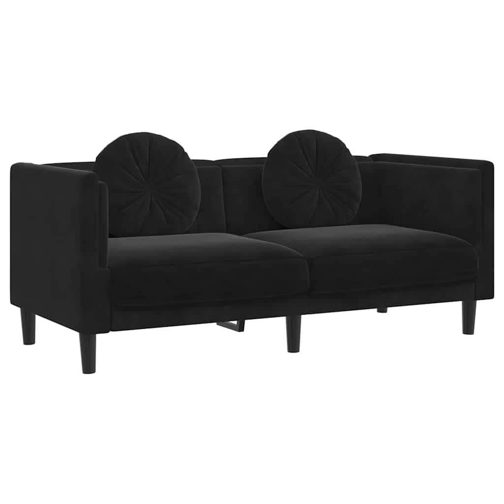 NNEVL Sofa with Cushions 2-Seater Black Velvet-1