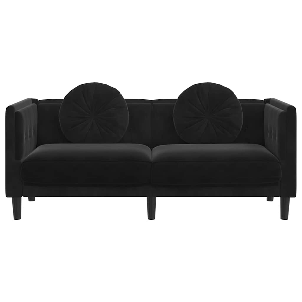 NNEVL Sofa with Cushions 2-Seater Black Velvet-3