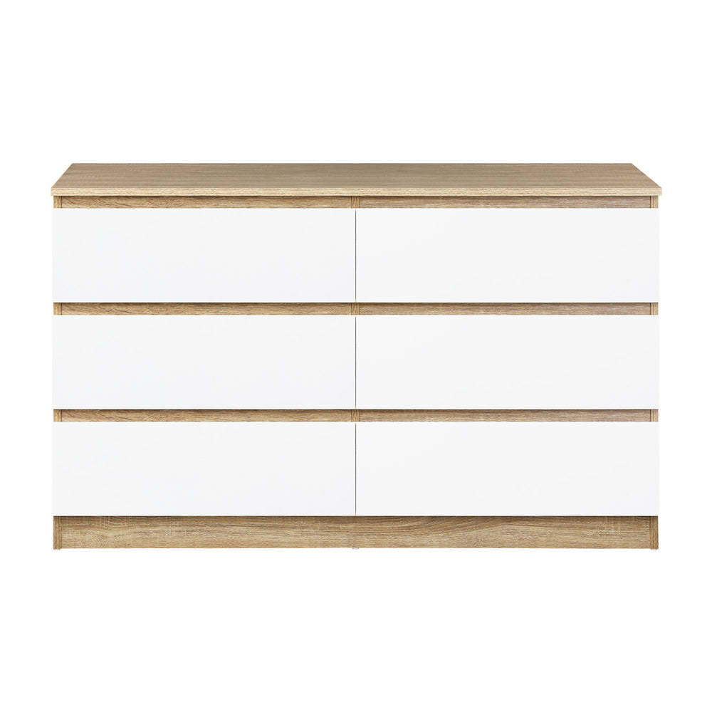 NNEED 6 Chest of Drawers Tallboy Cabinet Dresser Table Wooden White Furniture