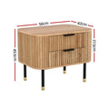 NNEDSZ Artiss Bedside Table 2 Drawers Paulownia Wood Pine