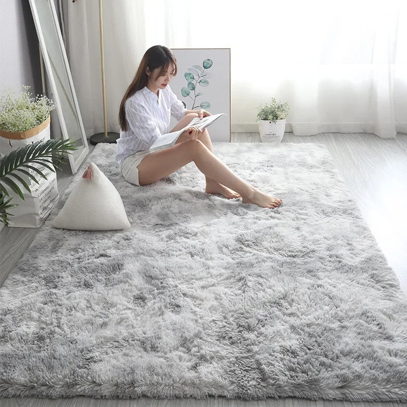 Plush Gray Carpet for Living Room