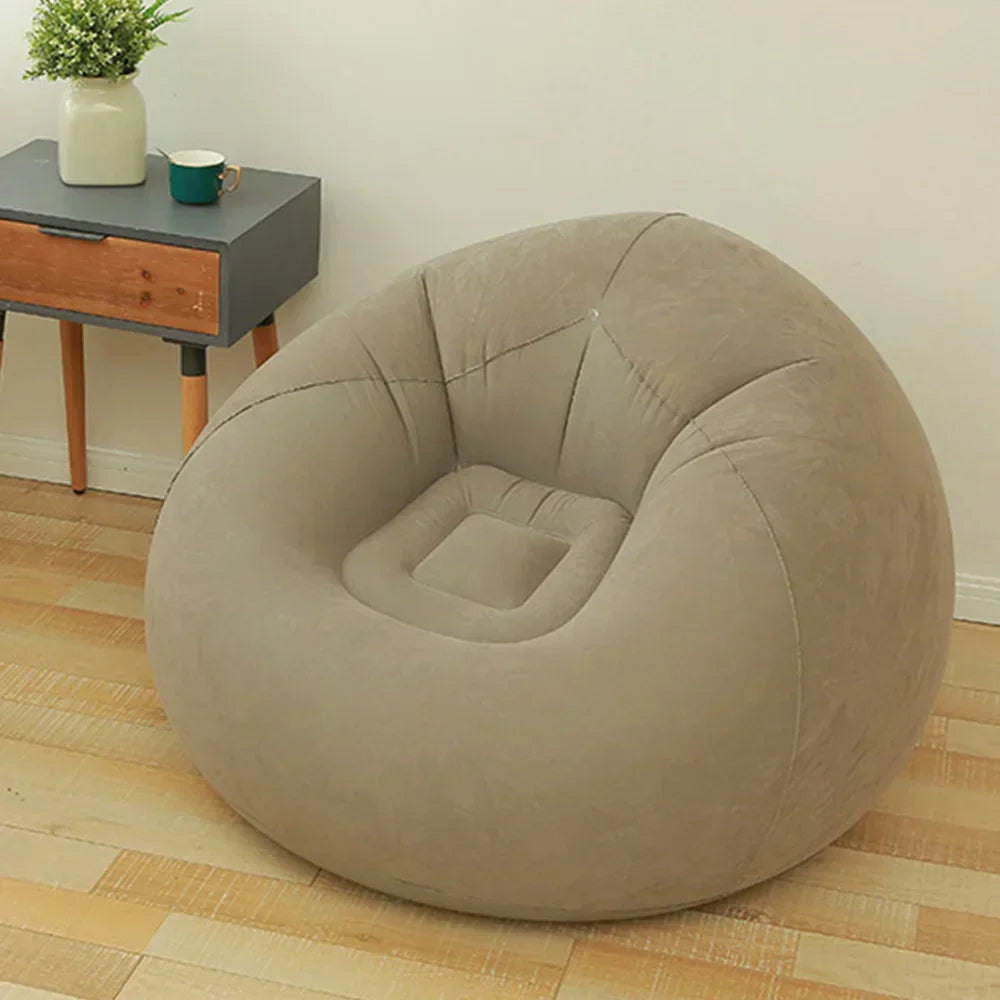 Khaki Inflatable Sofa - Portable Round Lazy Sofa Chair