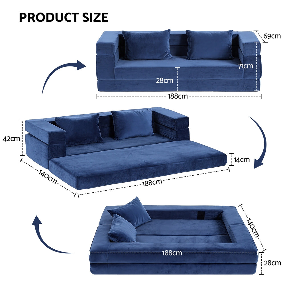 Artiss Convertible Folding Sofa Bed Pull Out Mattress Foldable Lounge Couch Chair-2